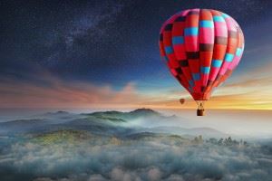 Colorful hot air balloon in the sky